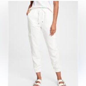 Gap Linen Blend Pull On Cargo Joggers Pants Off White